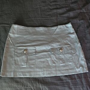 Romeo & Juliet Couture Silver Mini Skirt with Pocket Accents